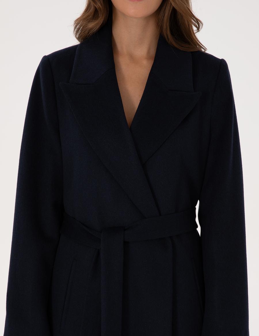 Lacivert Kaşe Kaban