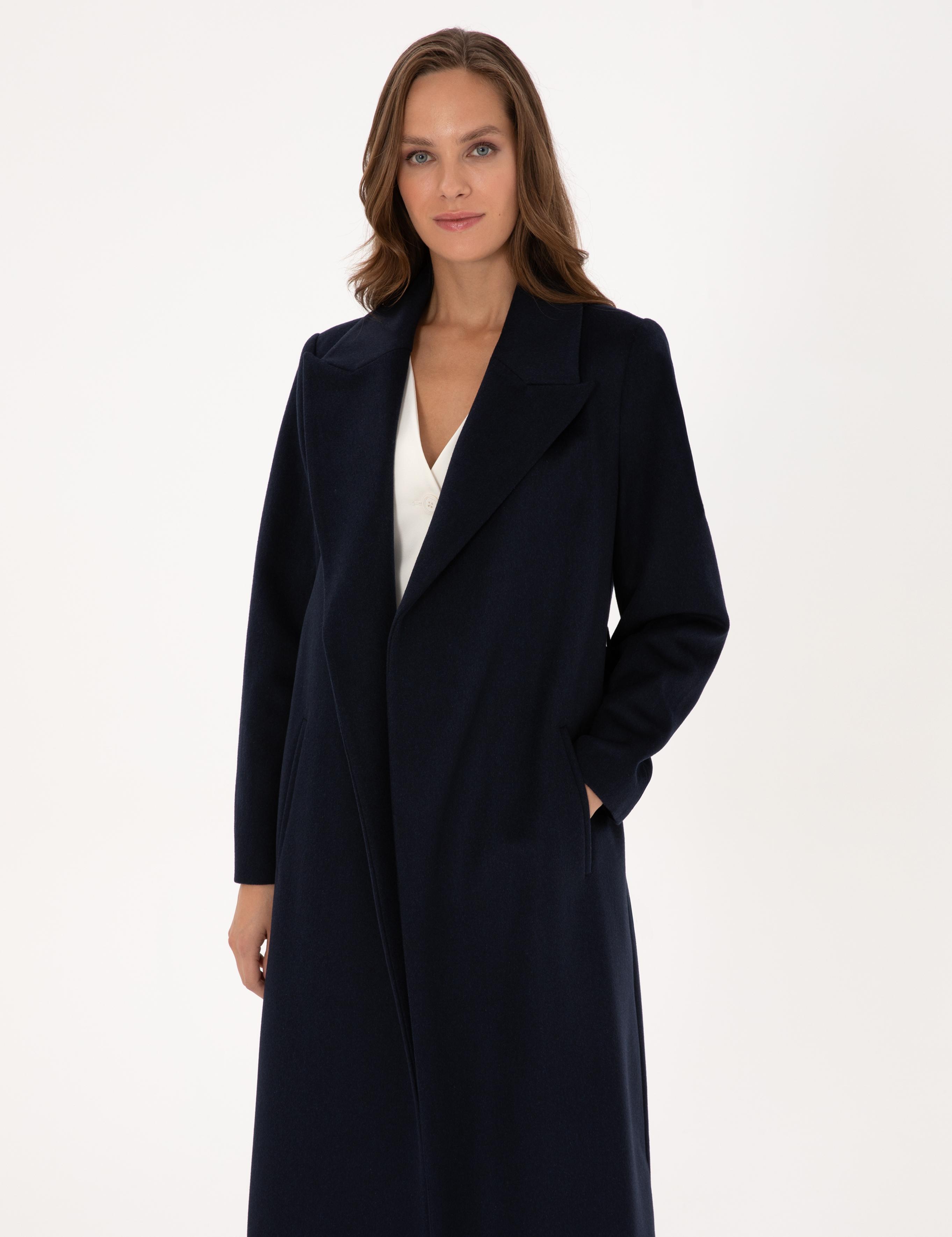 Lacivert Kaşe Kaban