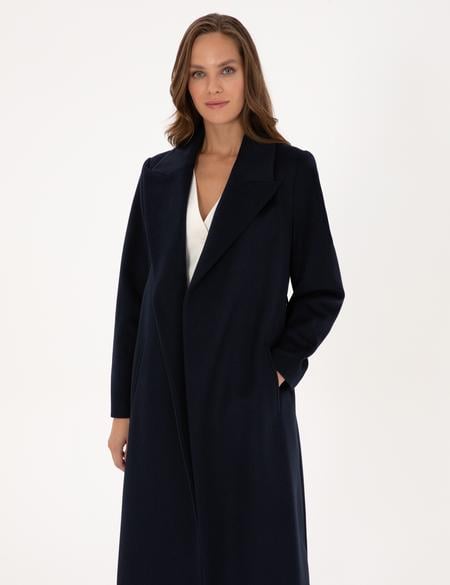 Lacivert Kaşe Kaban - 50308920038