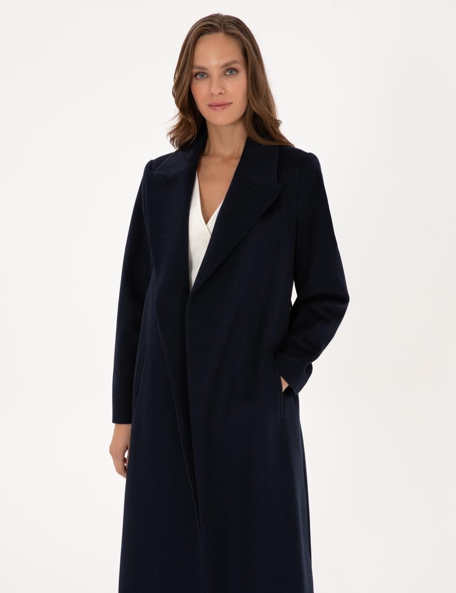 Lacivert Kaşe Kaban