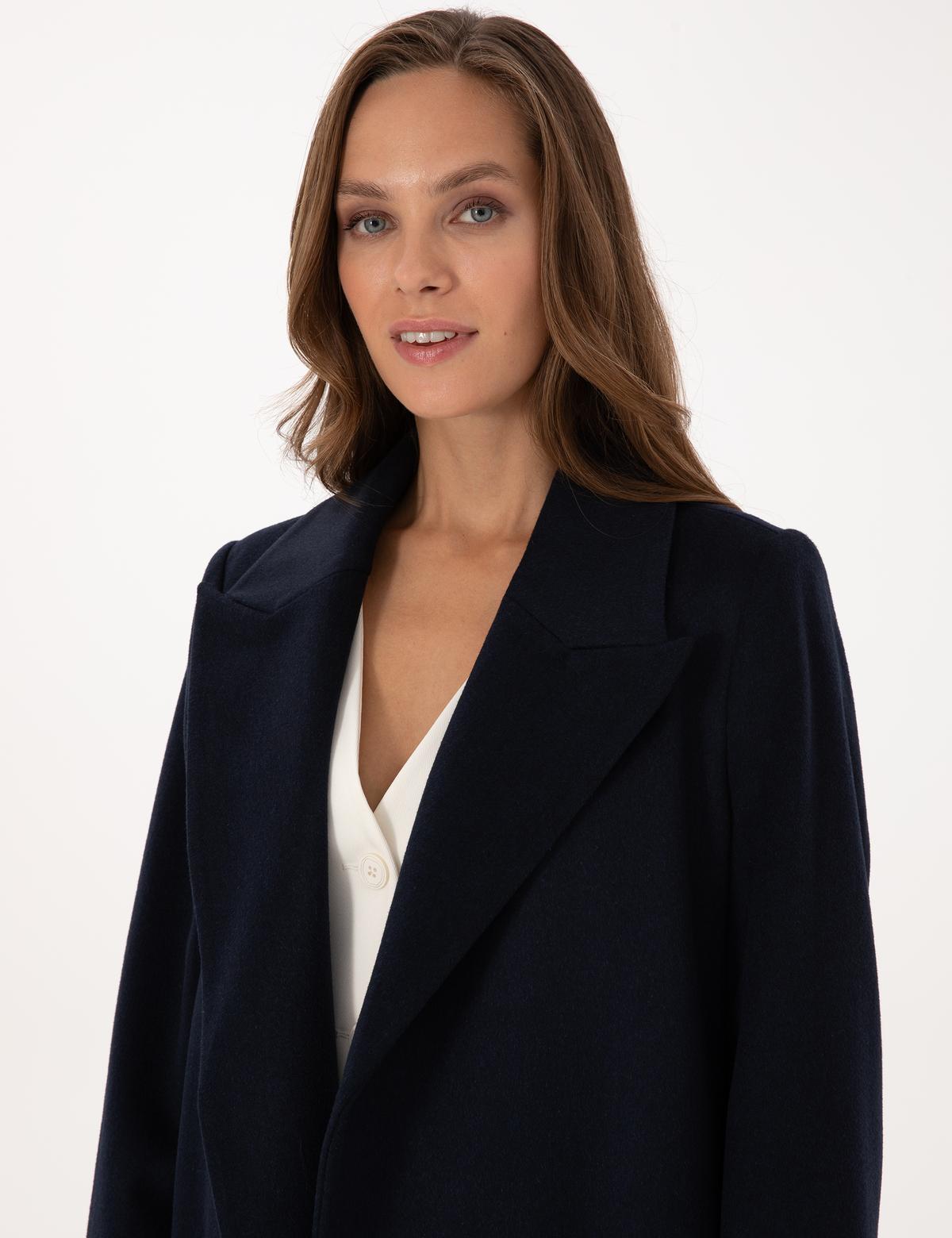 Lacivert Kaşe Kaban - 50308920038