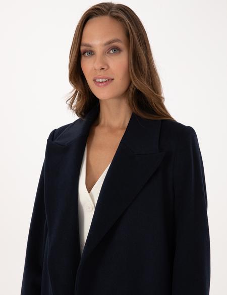 Lacivert Kaşe Kaban - 50308920038