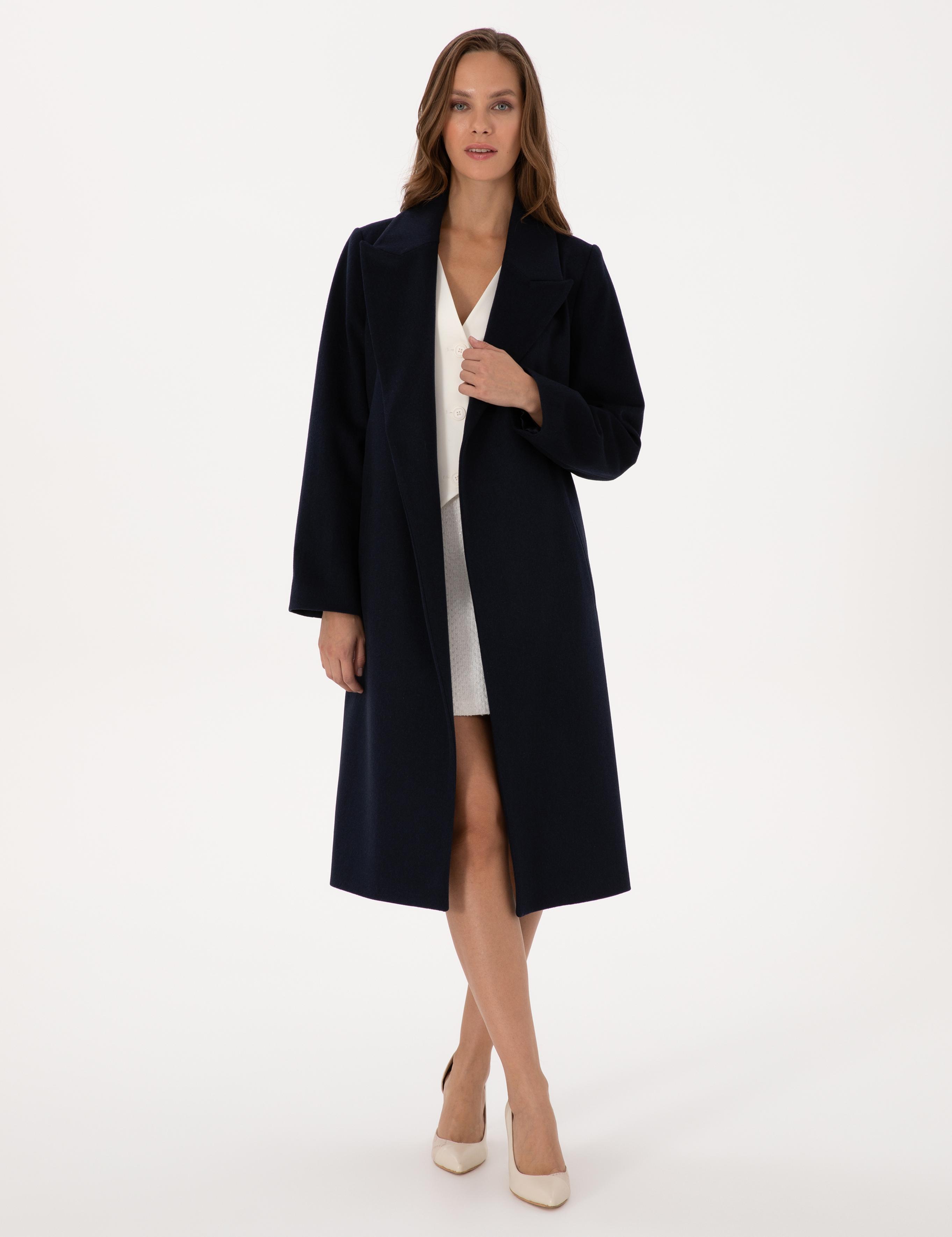 Lacivert Kaşe Kaban