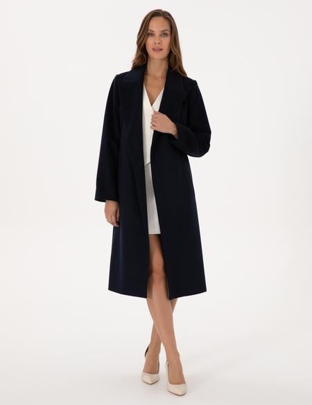 Lacivert Kaşe Kaban - 50308920038