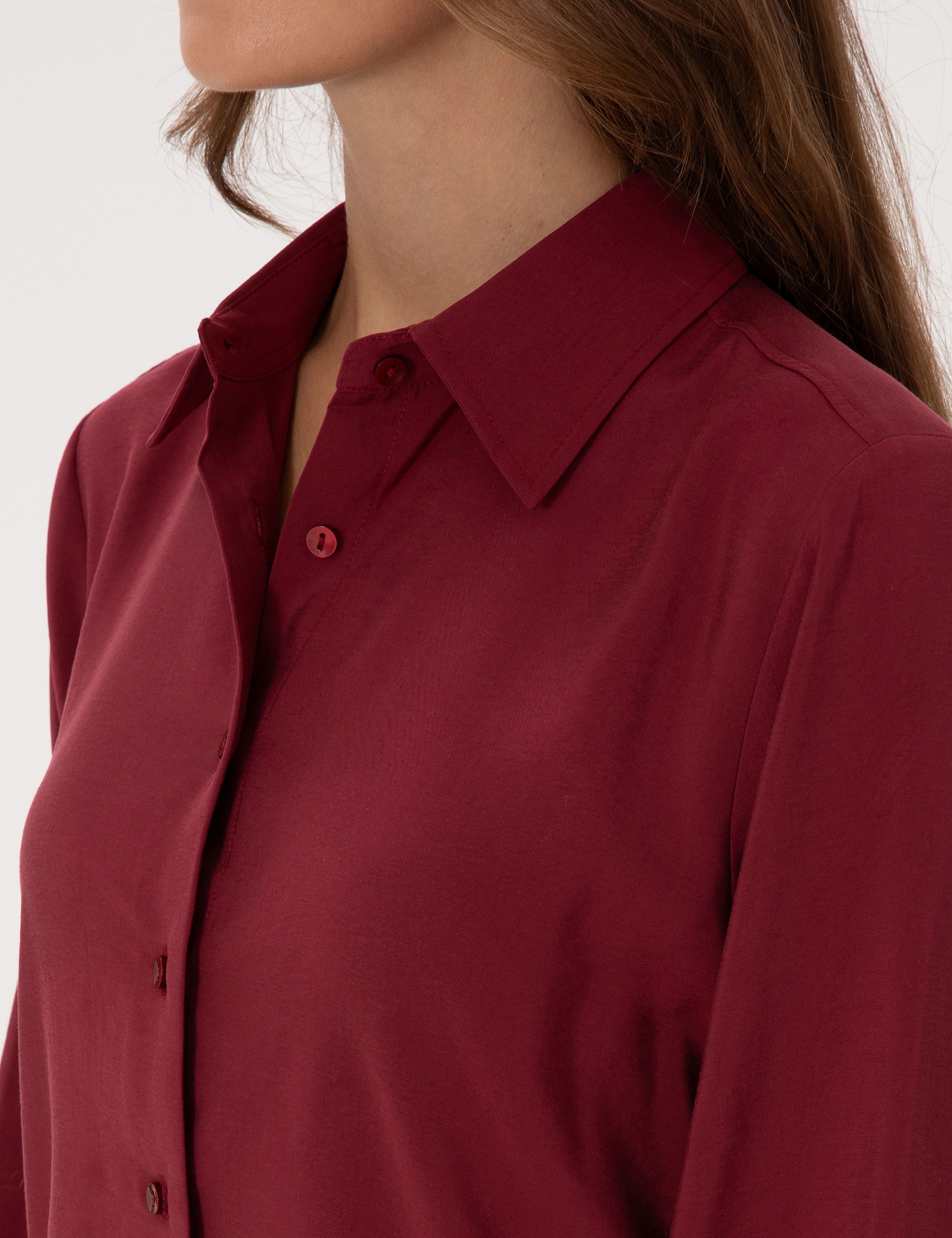 Mürdüm Modal Karışımlı Regular Fit Uzun Kollu Gömlek - Image 7