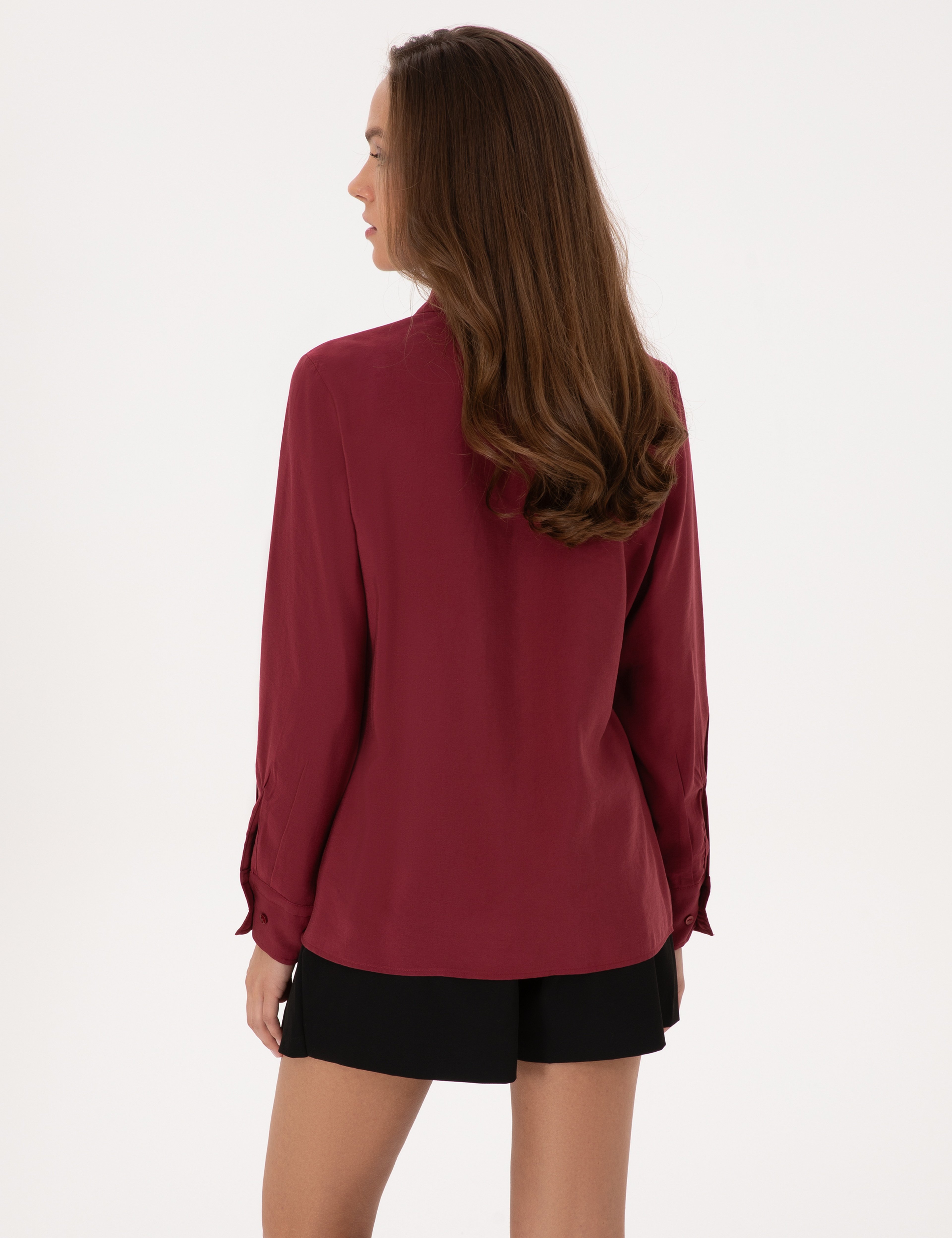 Mürdüm Modal Karışımlı Regular Fit Uzun Kollu Gömlek - Image 5