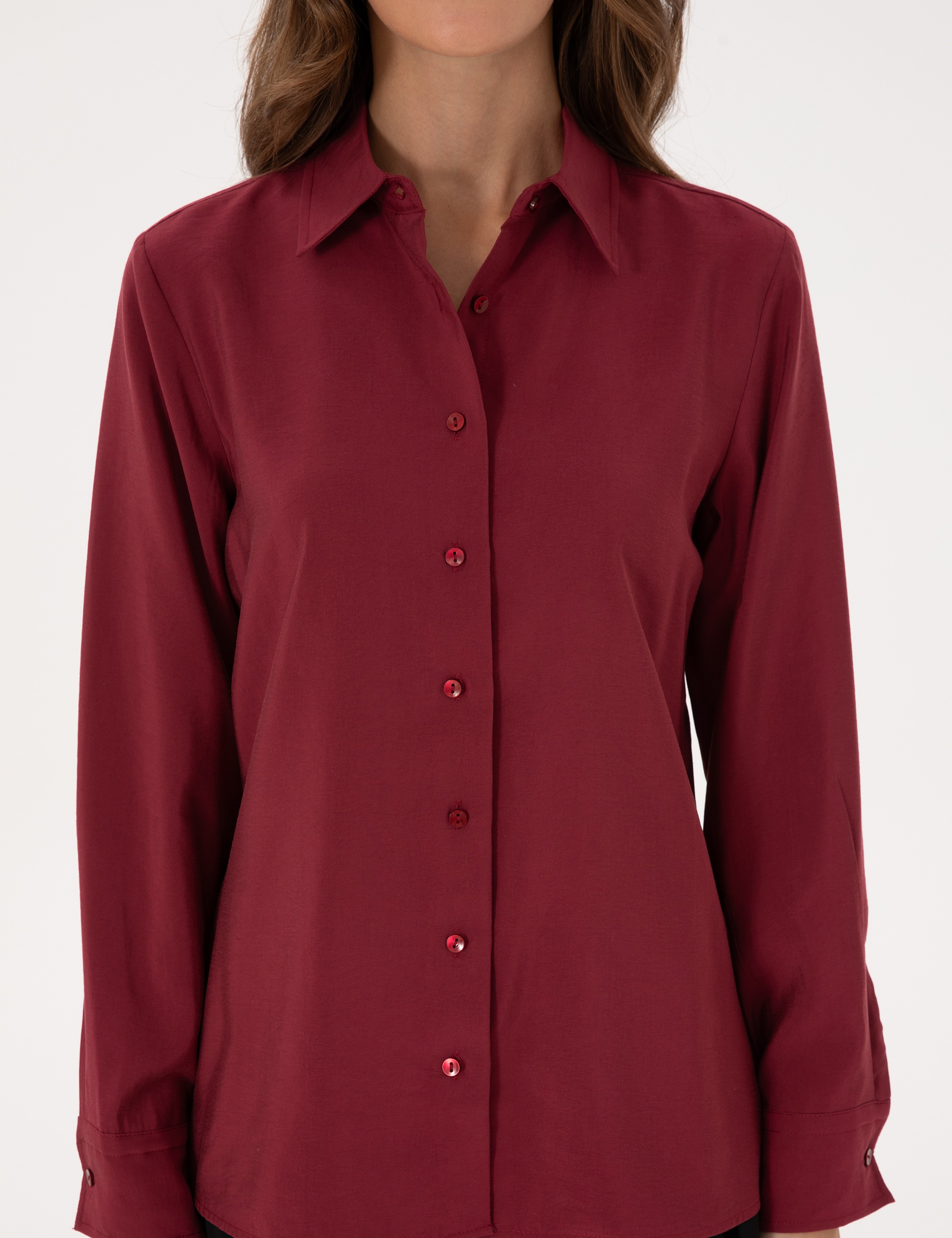 Mürdüm Modal Karışımlı Regular Fit Uzun Kollu Gömlek - Image 6
