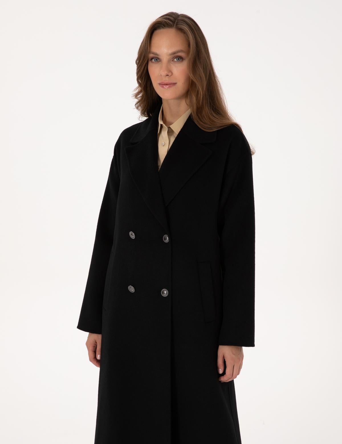 Siyah Kaşe Kaban - 50308929004