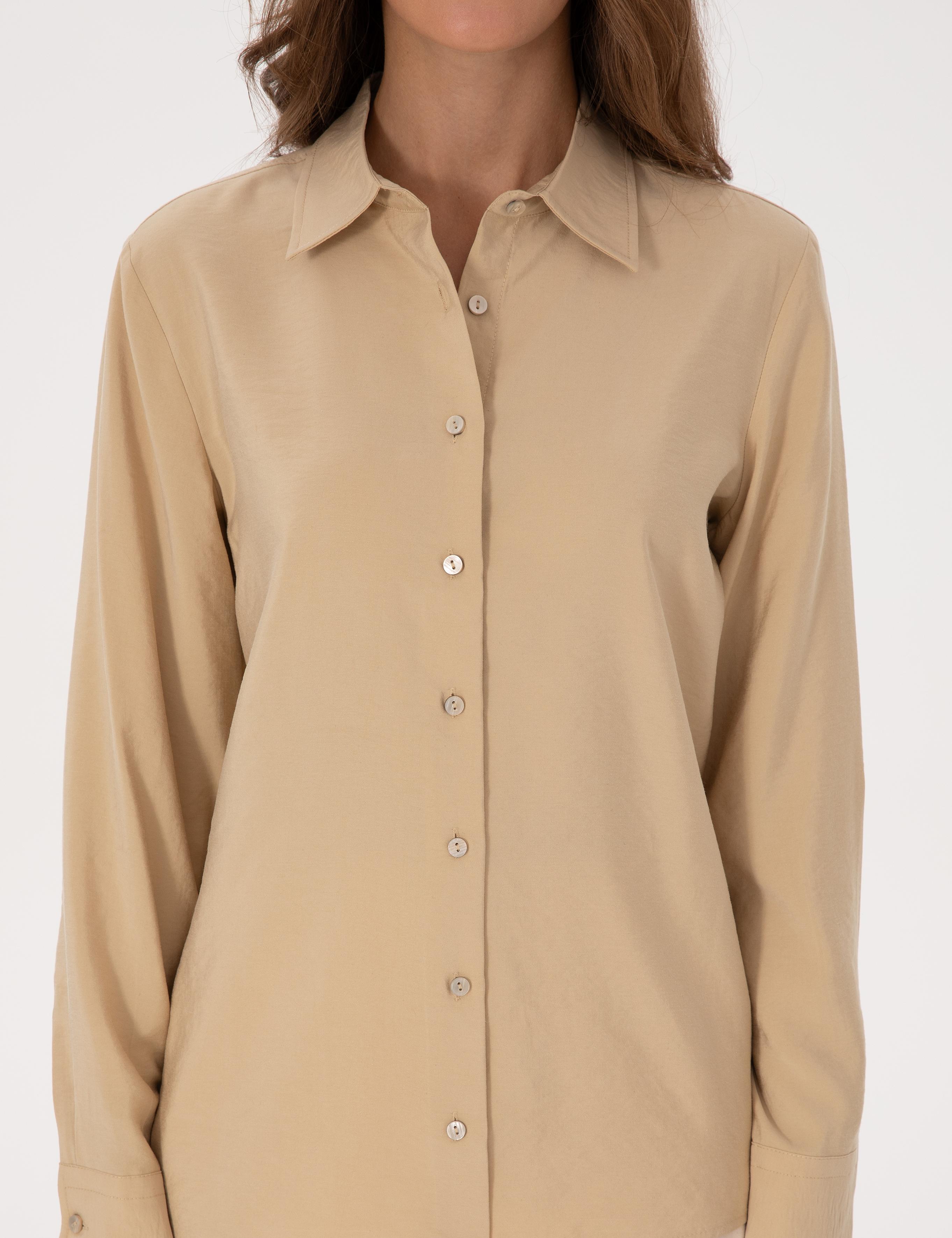 Bej Regular Fit Uzun Kollu Gömlek