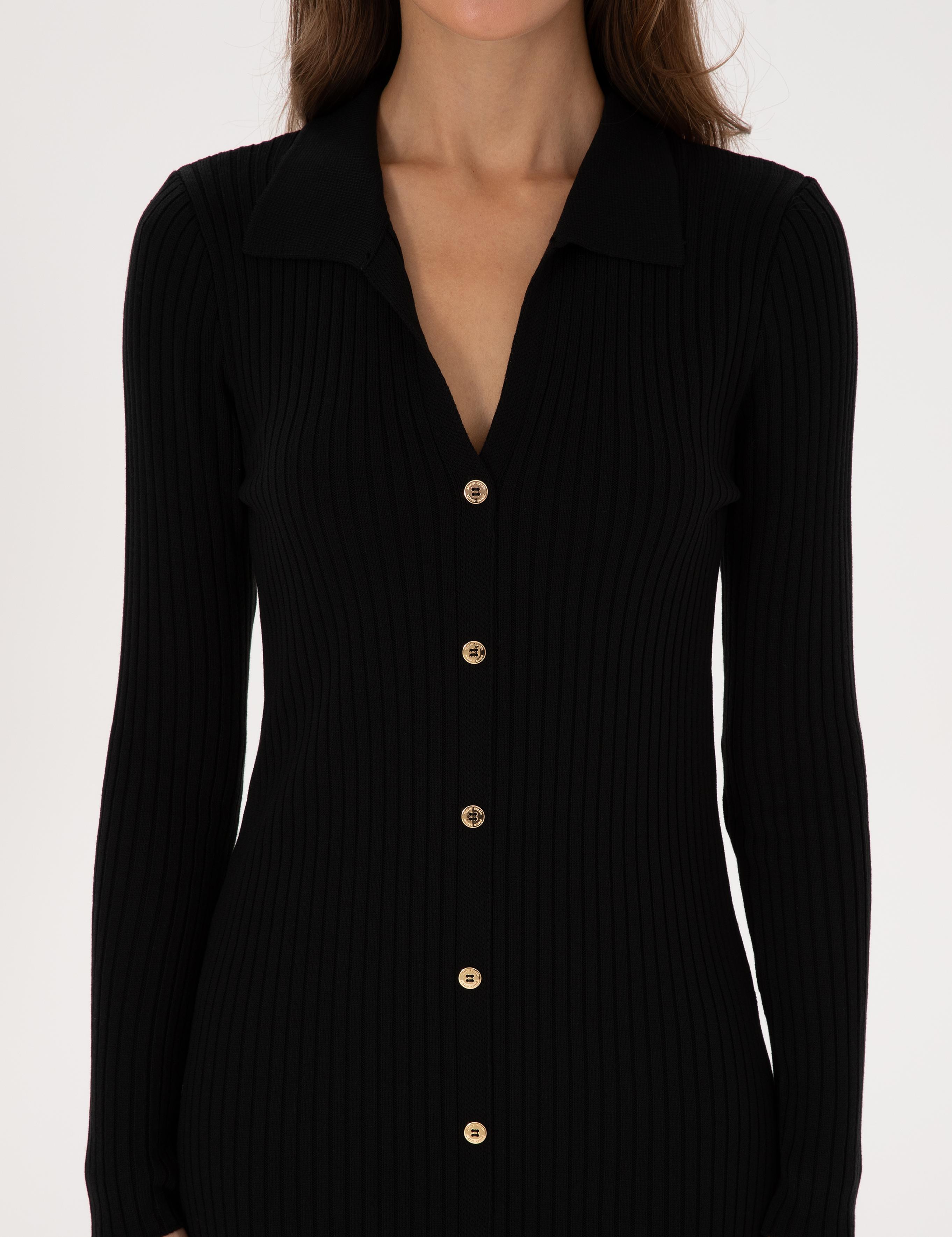 Siyah A Kesim Triko Elbise