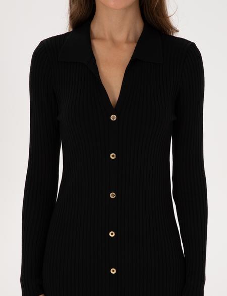 Siyah A Kesim Triko Elbise - 50308196003