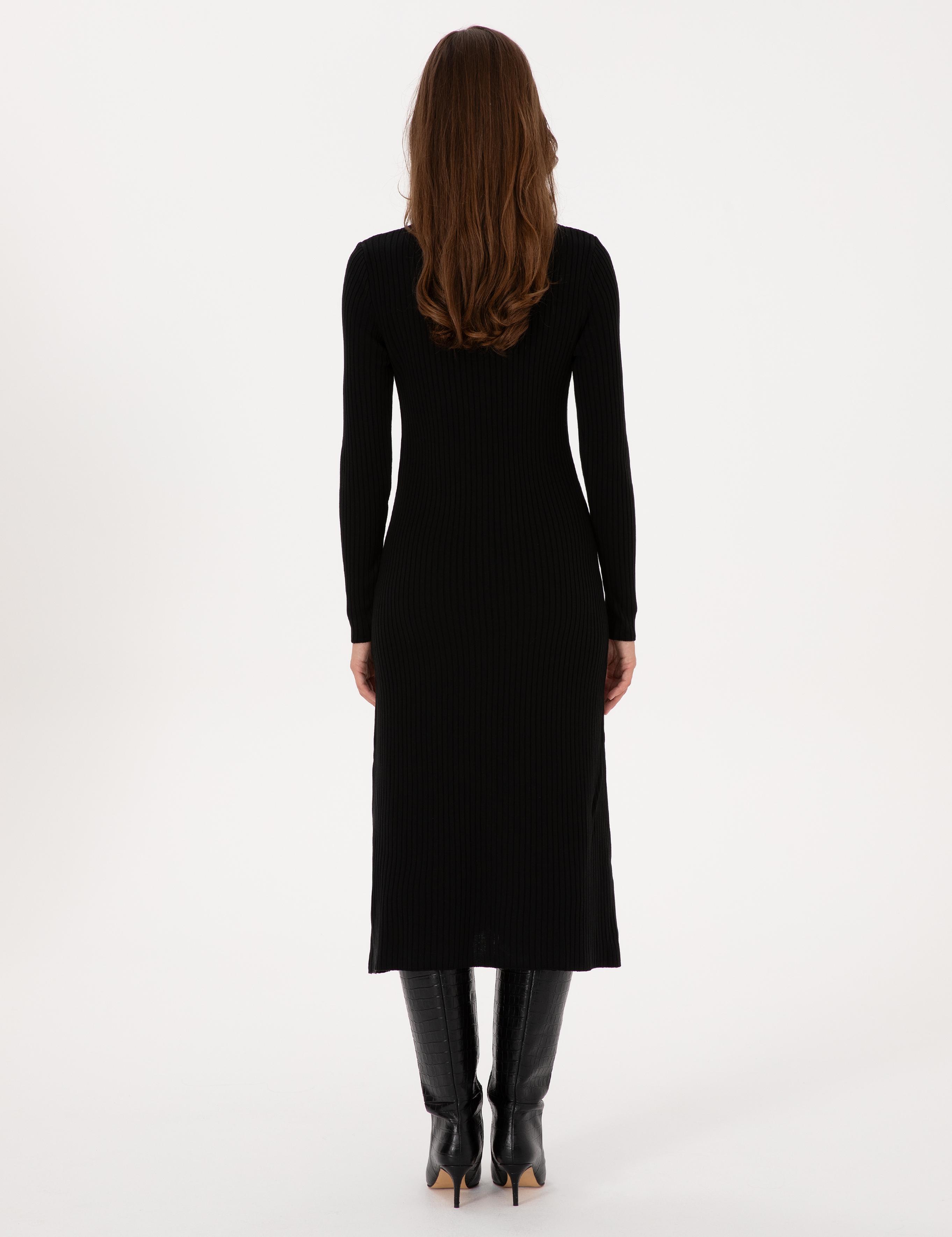 Siyah A Kesim Triko Elbise