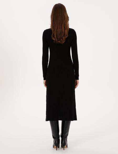 Siyah A Kesim Triko Elbise - 50308196003