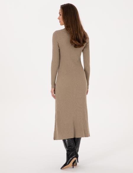 Bej A Kesim Triko Elbise - 50308196010