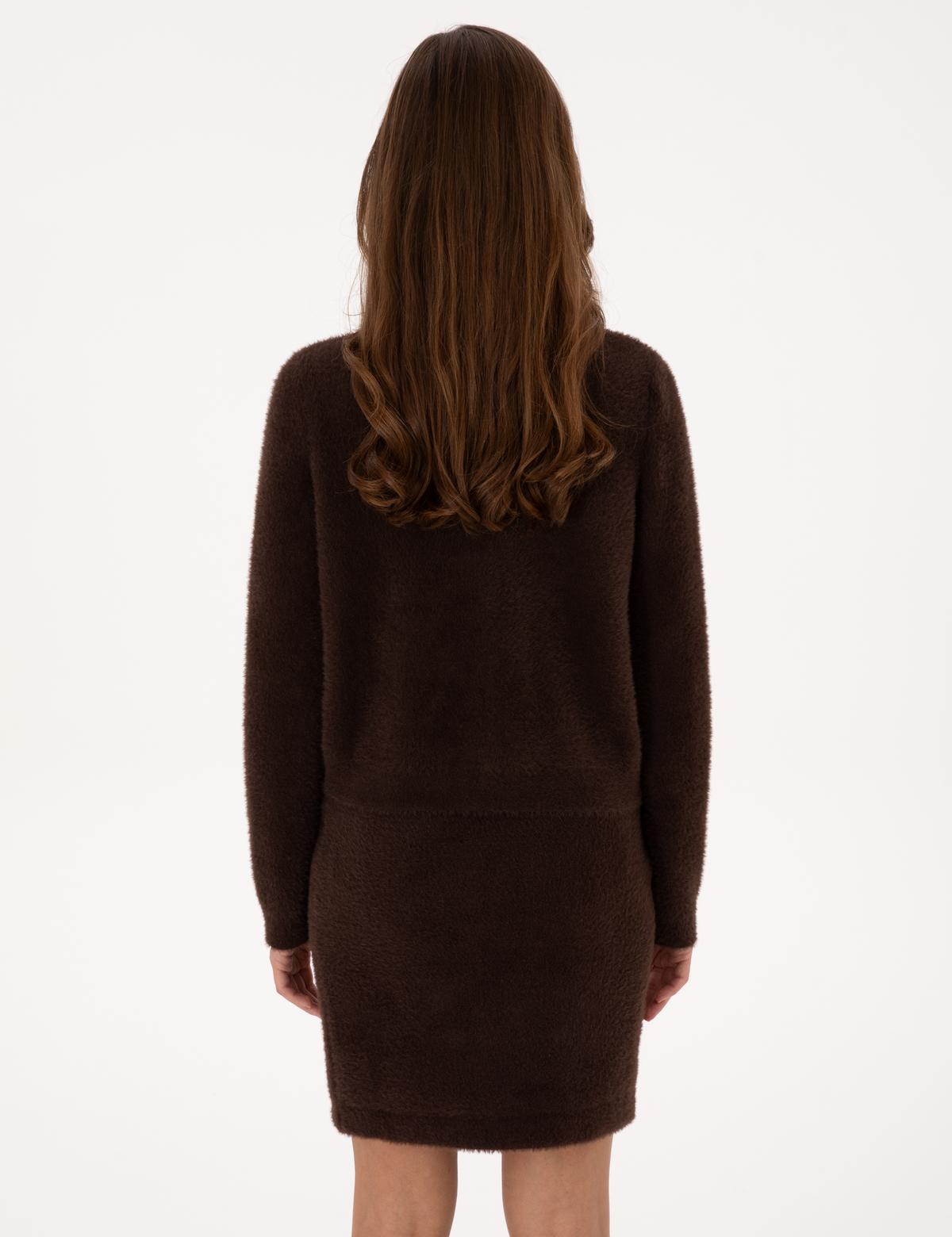 Kahverengi Crop Top Triko Hırka - 50310994012