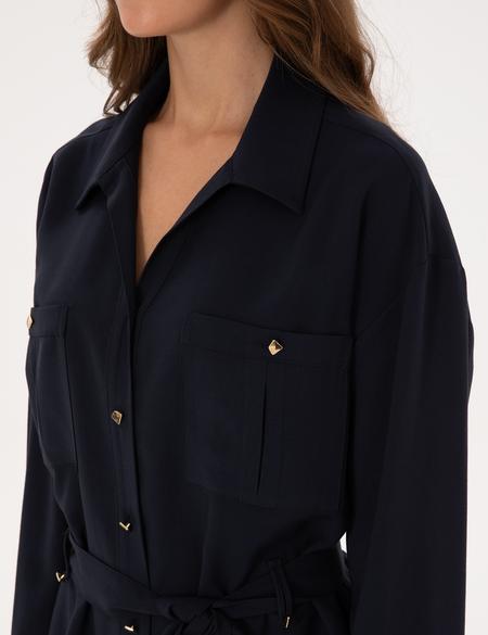 Lacivert Oversize Uzun Kollu Gömlek - 50314120003