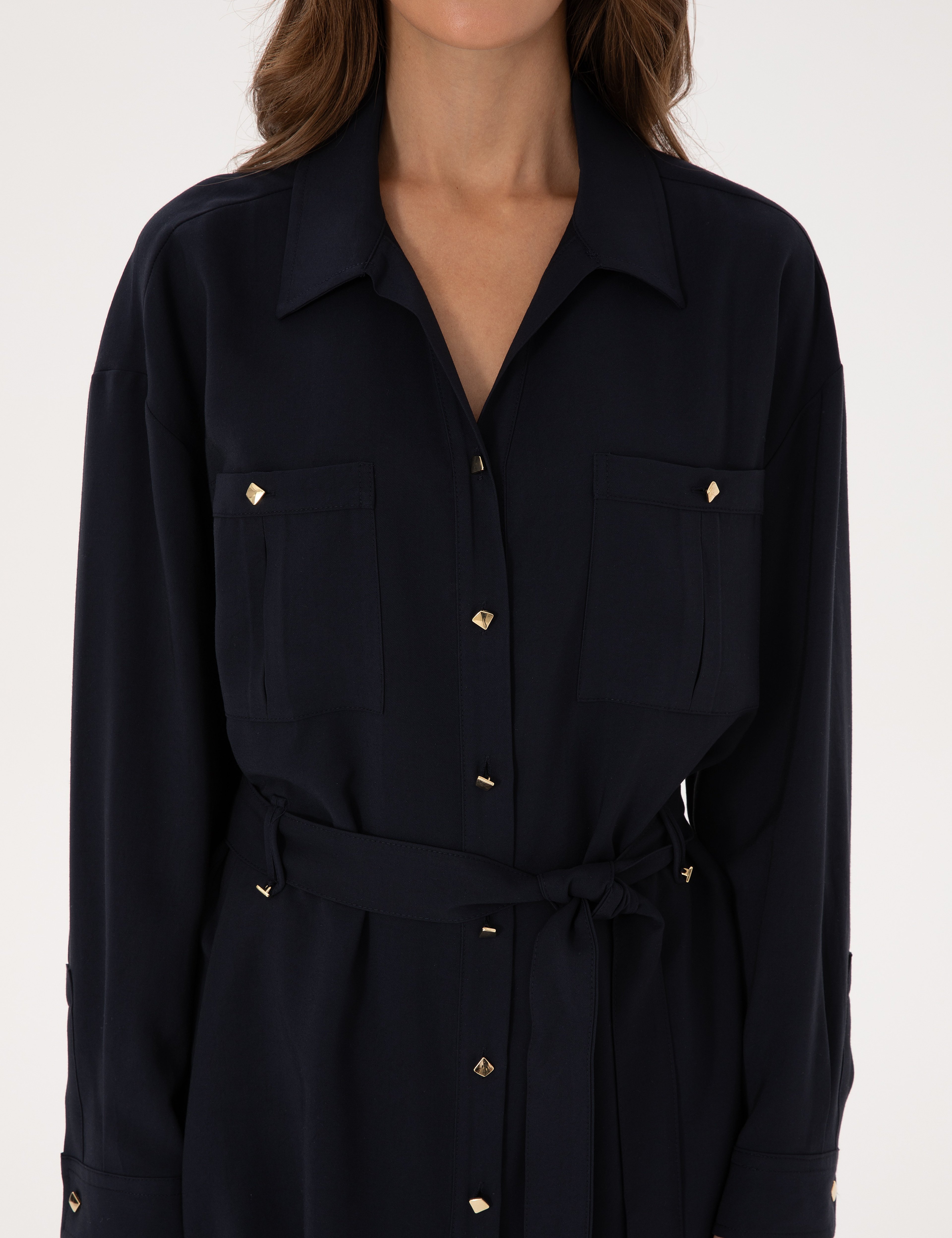 Lacivert Oversize Uzun Kollu Gömlek - Image 6
