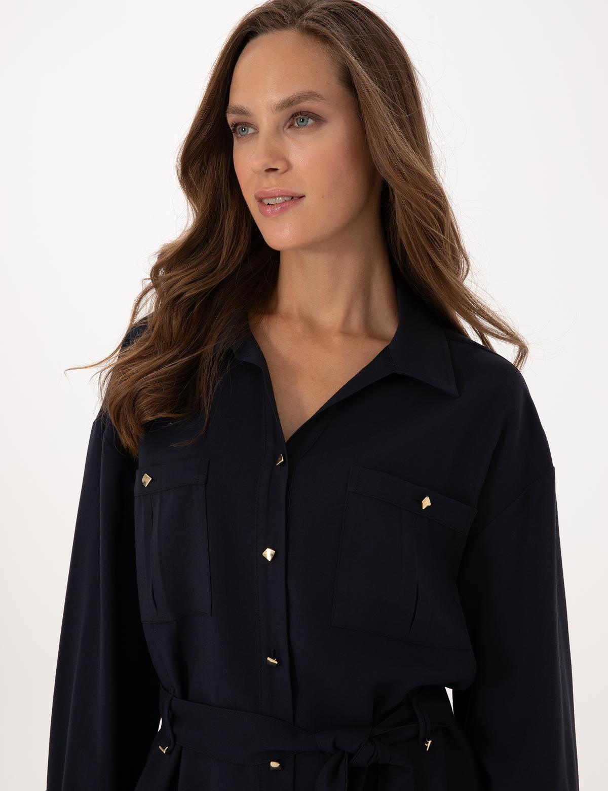 Lacivert Oversize Uzun Kollu Gömlek - 50314120003