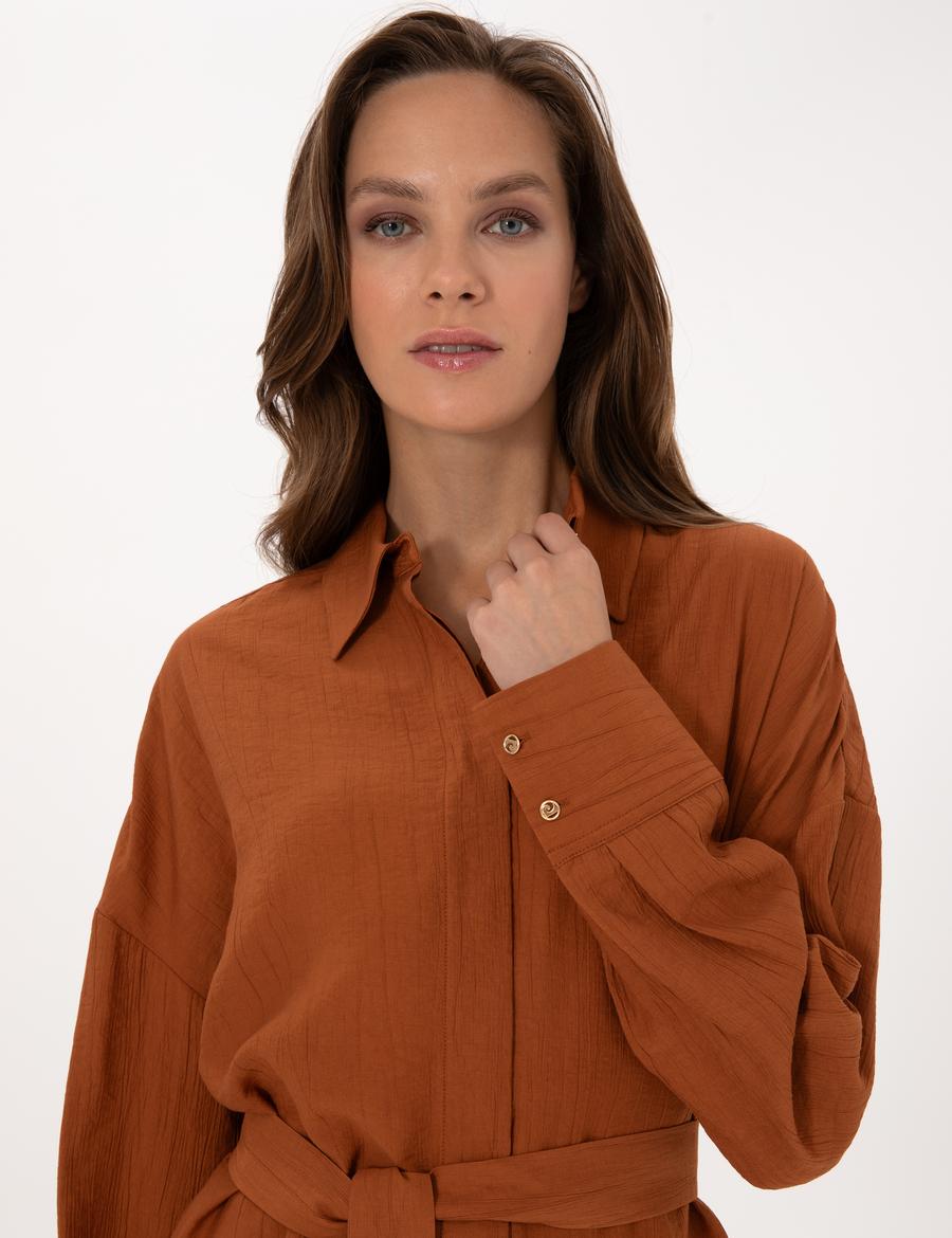 Tarçın Oversize Uzun Kollu Gömlek