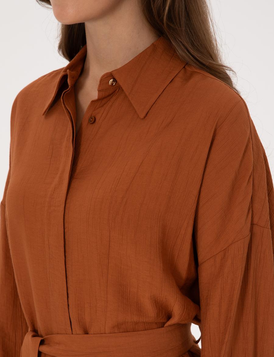 Tarçın Oversize Uzun Kollu Gömlek