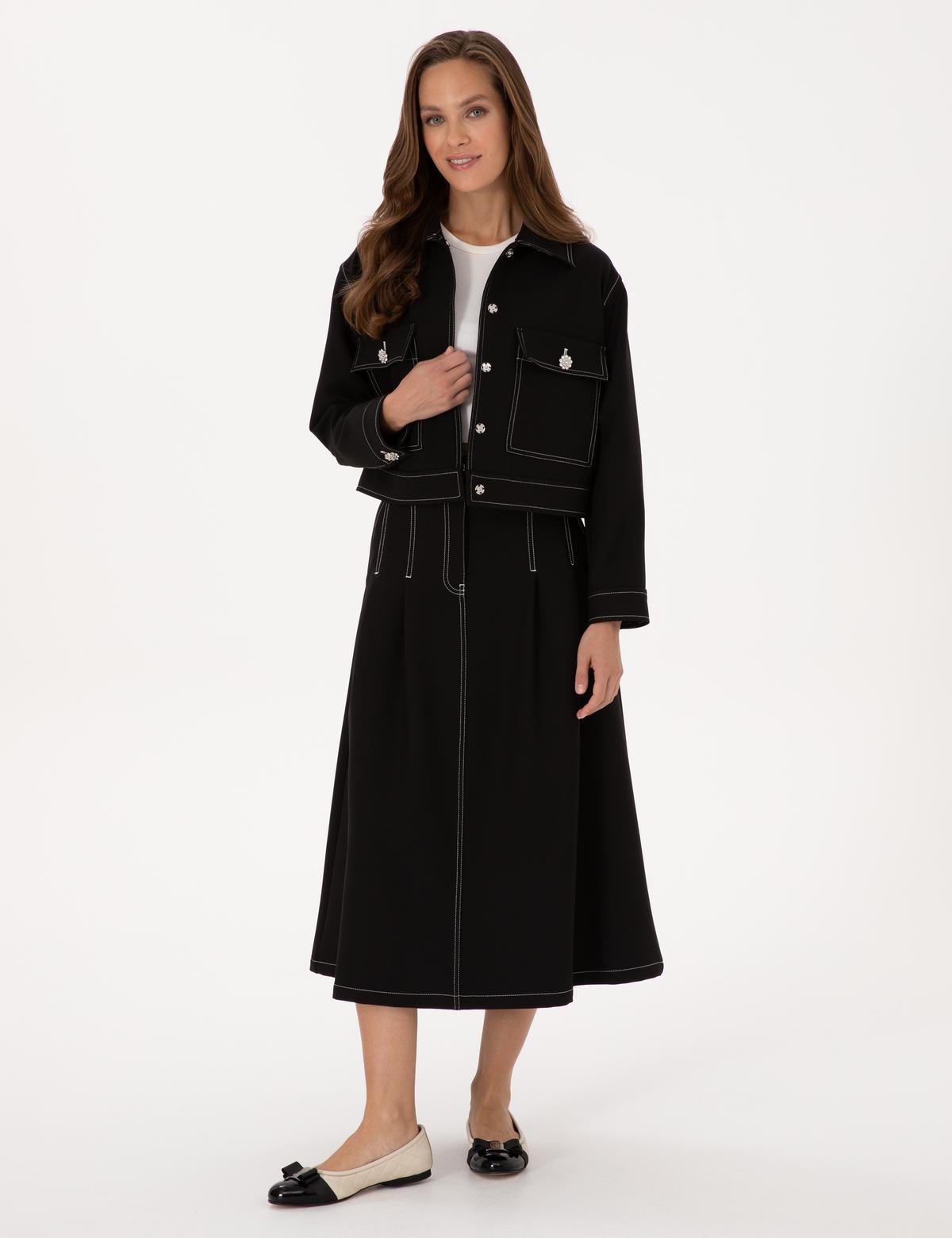 Siyah A Kesim Dokuma Etek