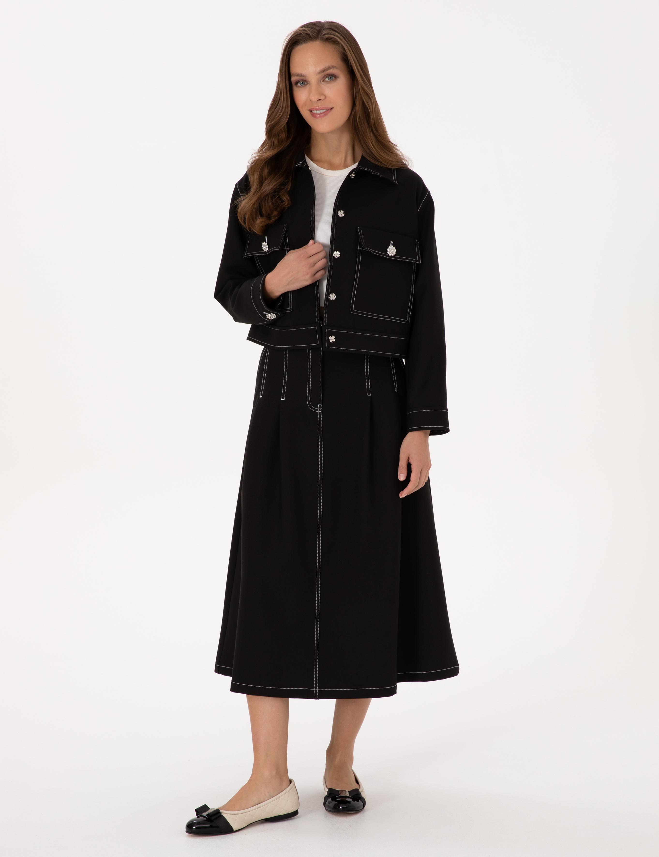 Siyah A Kesim Dokuma Etek