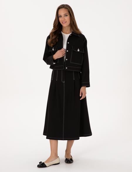 Siyah A Kesim Dokuma Etek - 50310037004