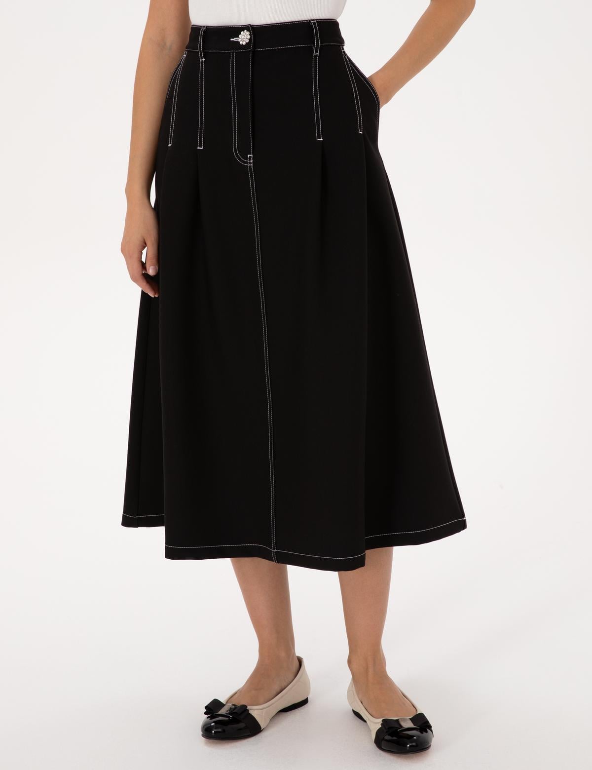 Siyah A Kesim Dokuma Etek - 50310037004