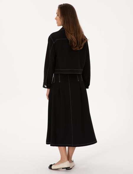 Siyah A Kesim Dokuma Etek - 50310037004