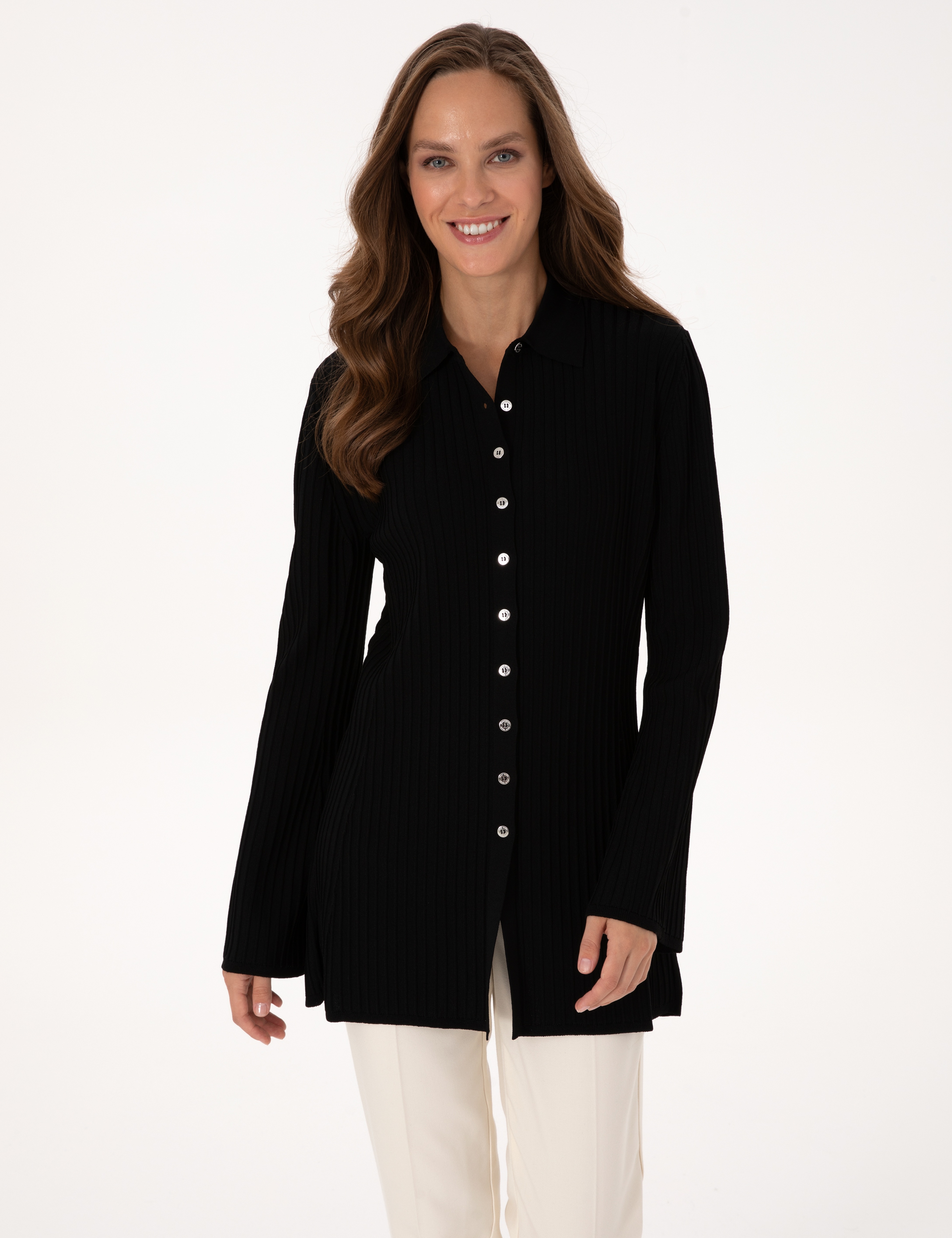 Siyah Slim Fit Triko Hırka - Image 1