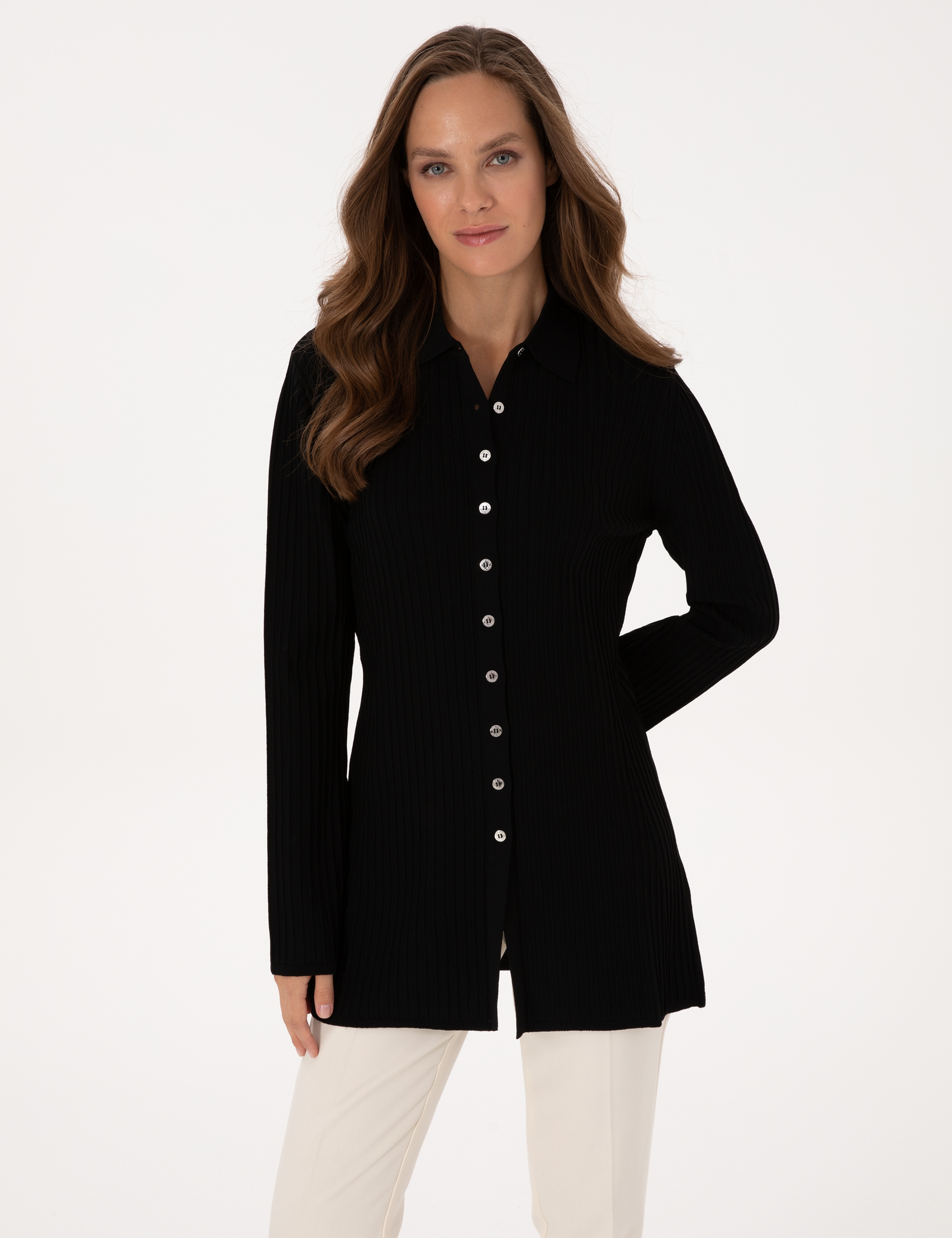 Siyah Slim Fit Triko Hırka - Image 3