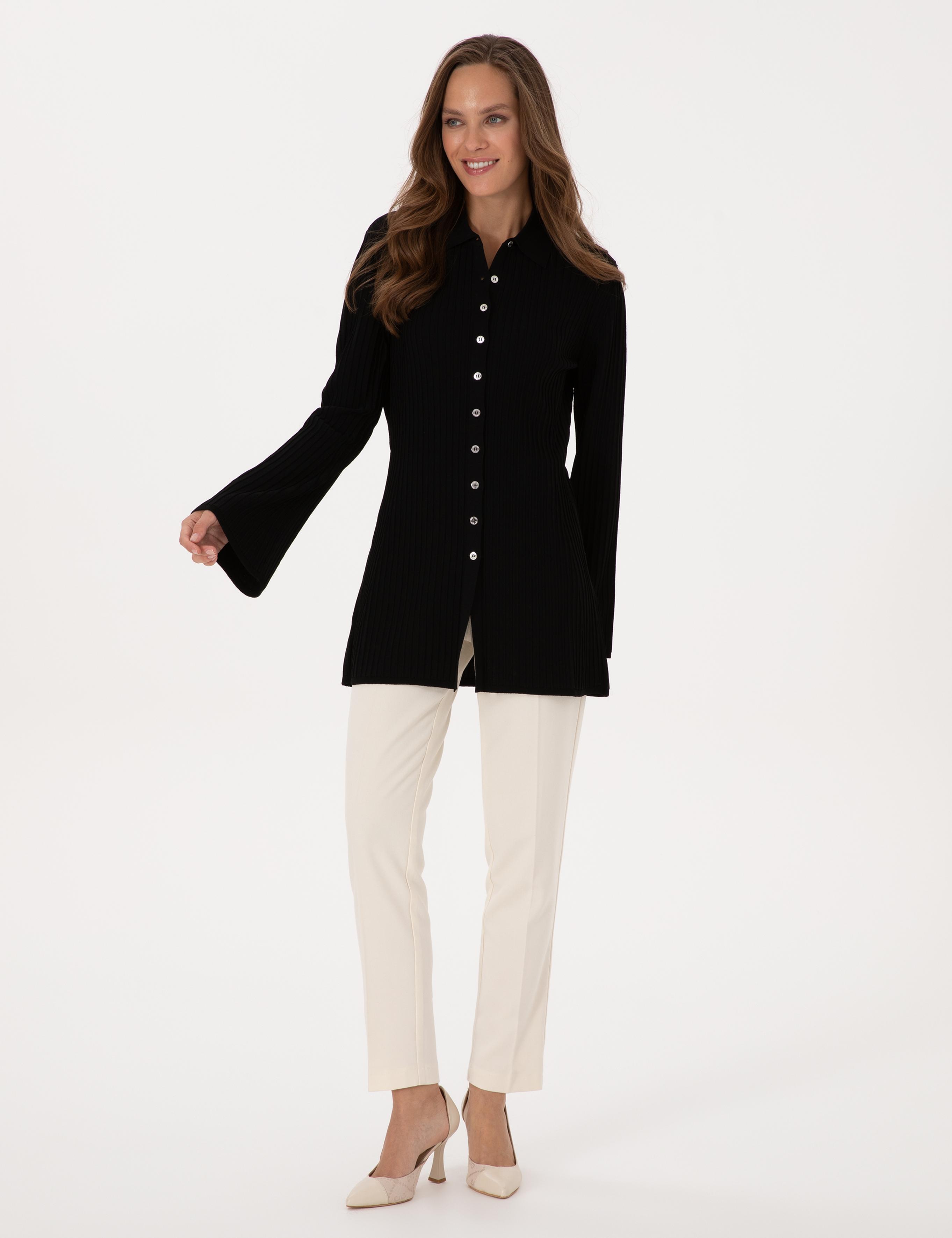 Siyah Slim Fit Triko Hırka