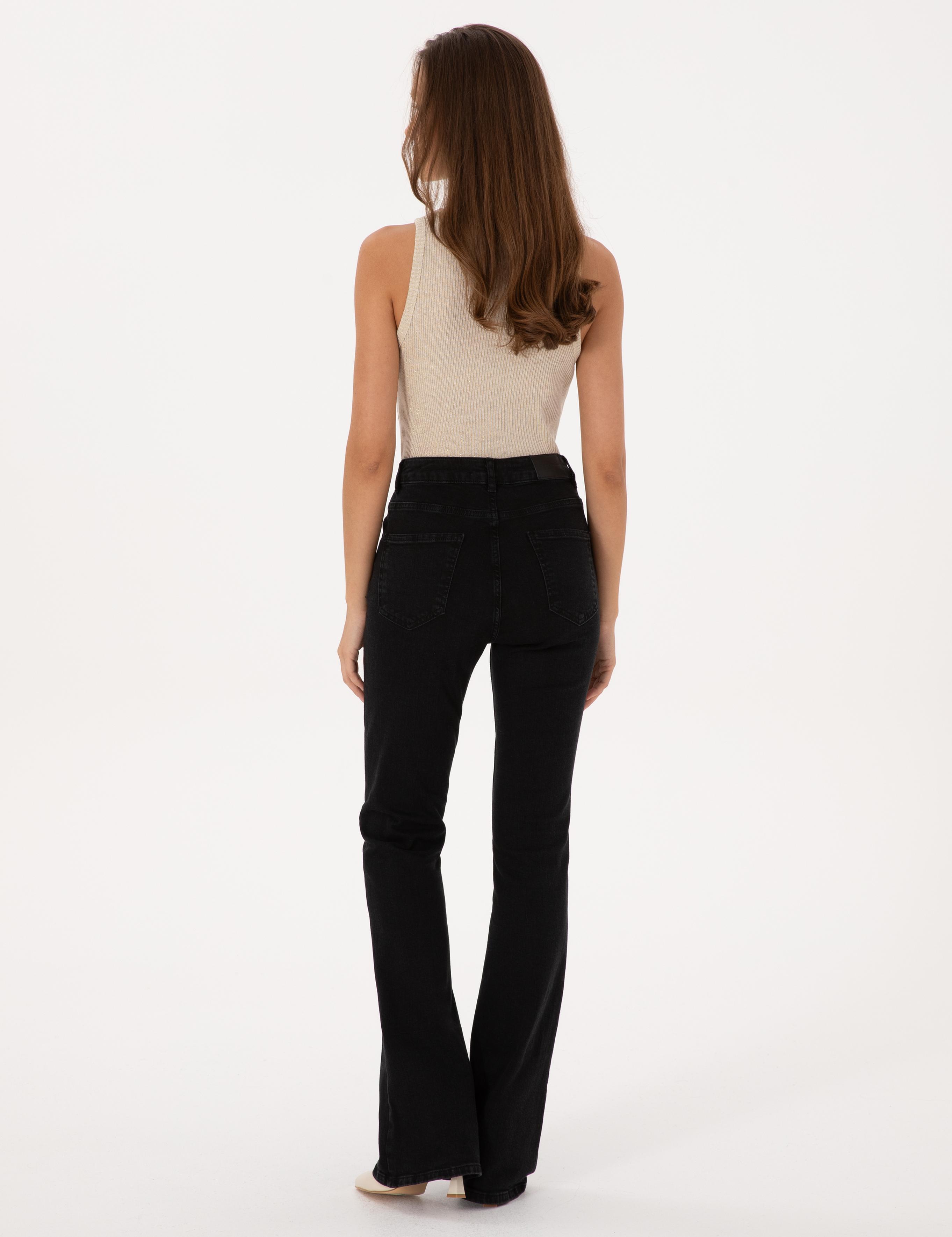 Siyah Skinny Flare Fit Jean Pantolon