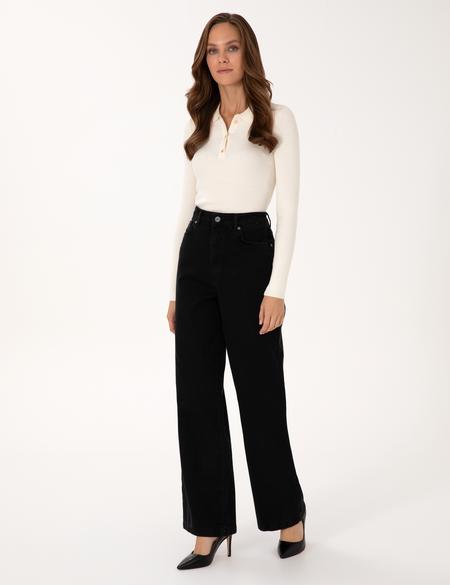 Siyah Loose Fit Jean Pantolon - 50318043012