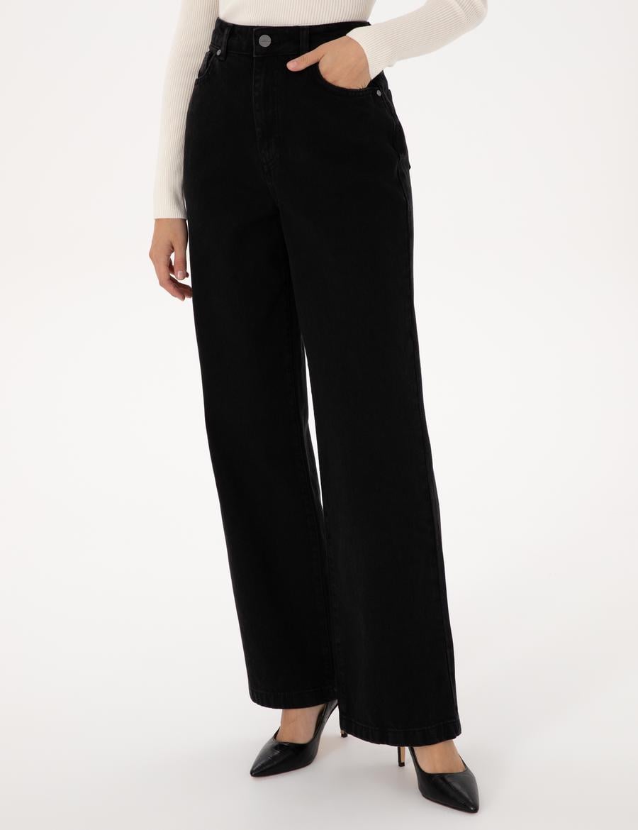 Siyah Loose Fit Jean Pantolon