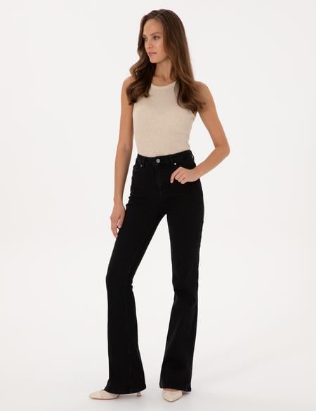 Siyah Skinny Flare Fit Jean Pantolon - 50318044011