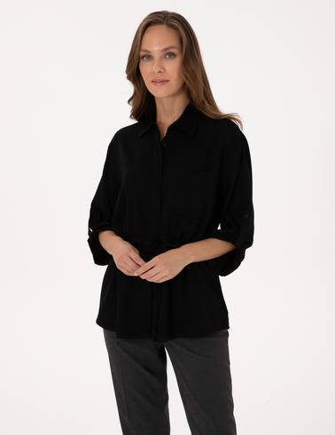 Siyah Comfort Fit Uzun Kollu Gömlek