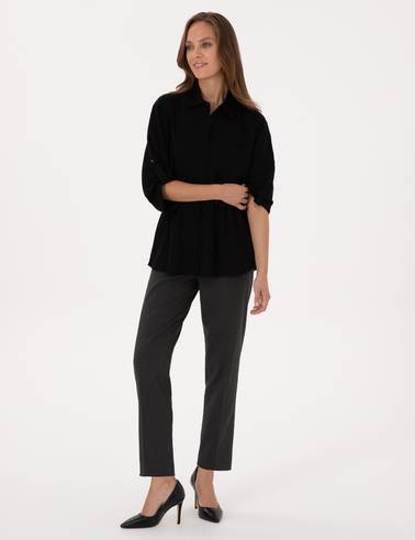 Siyah Comfort Fit Uzun Kollu Gömlek