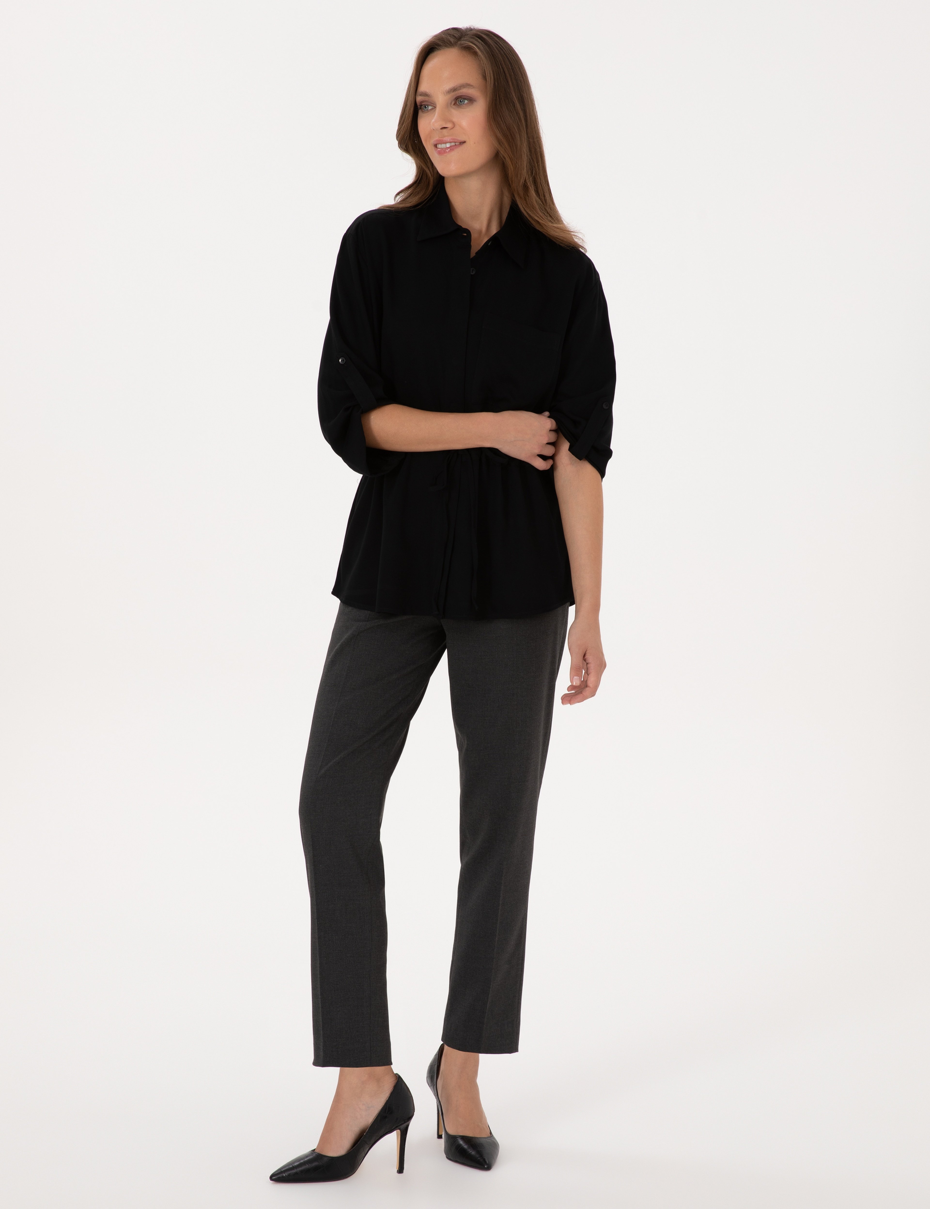 Siyah Comfort Fit Uzun Kollu Gömlek