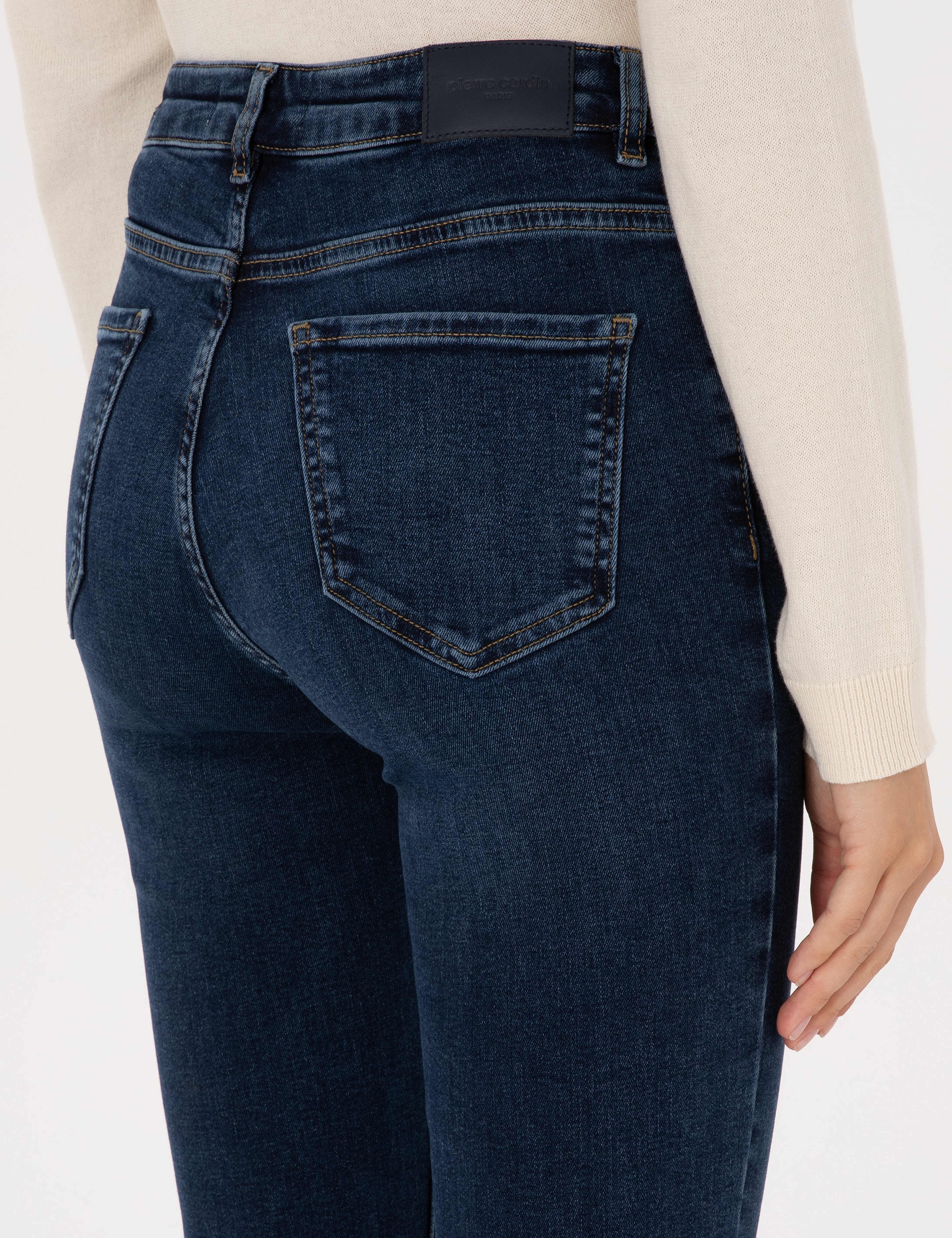 Lacivert Skinny Flare Jean Pantolon - Image 6