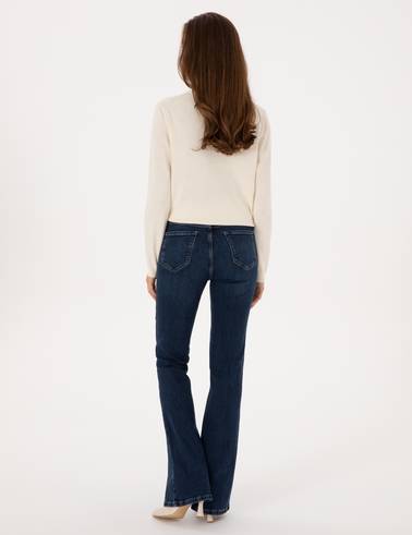 Lacivert Skinny Flare Jean Pantolon