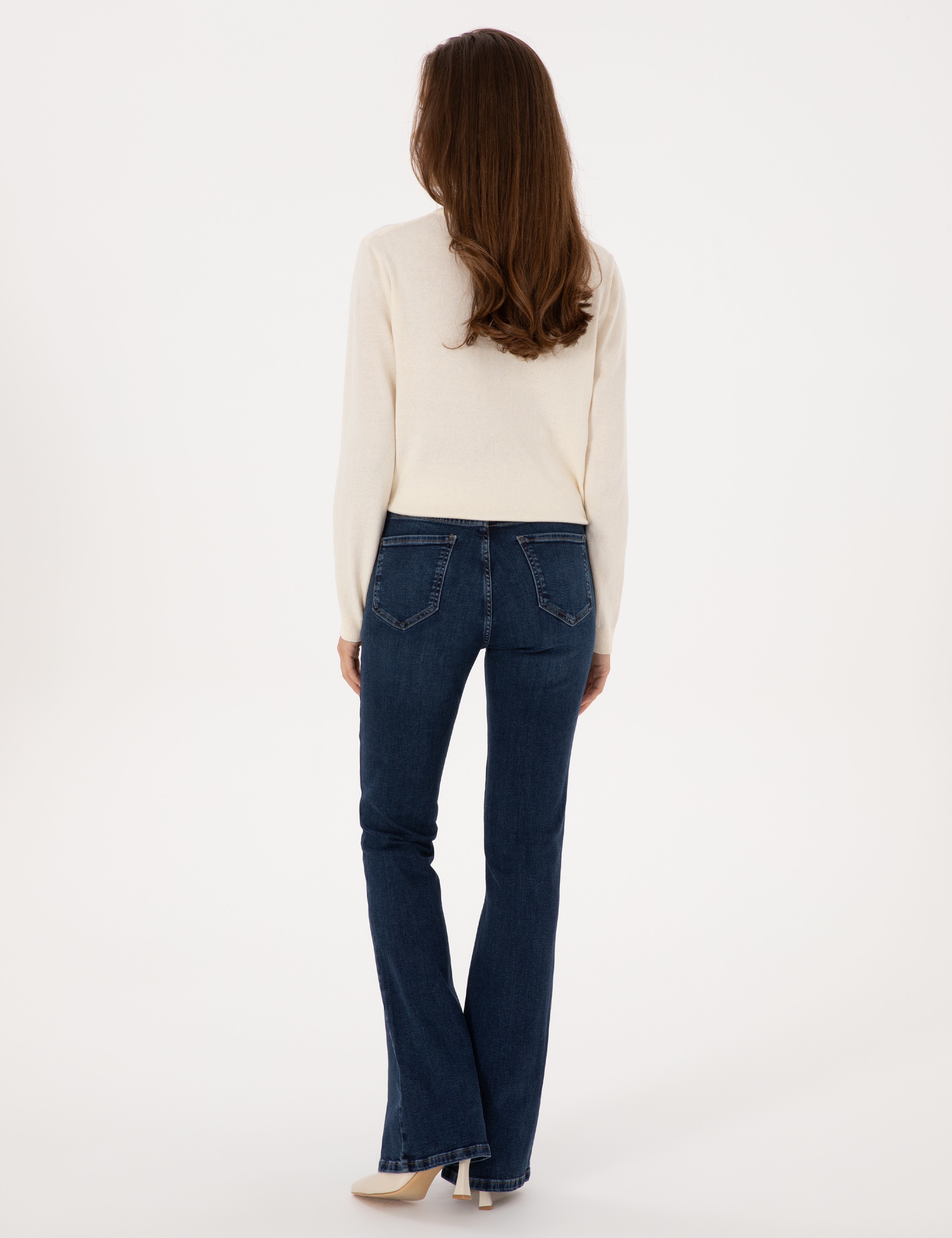 Lacivert Skinny Flare Jean Pantolon - Image 4