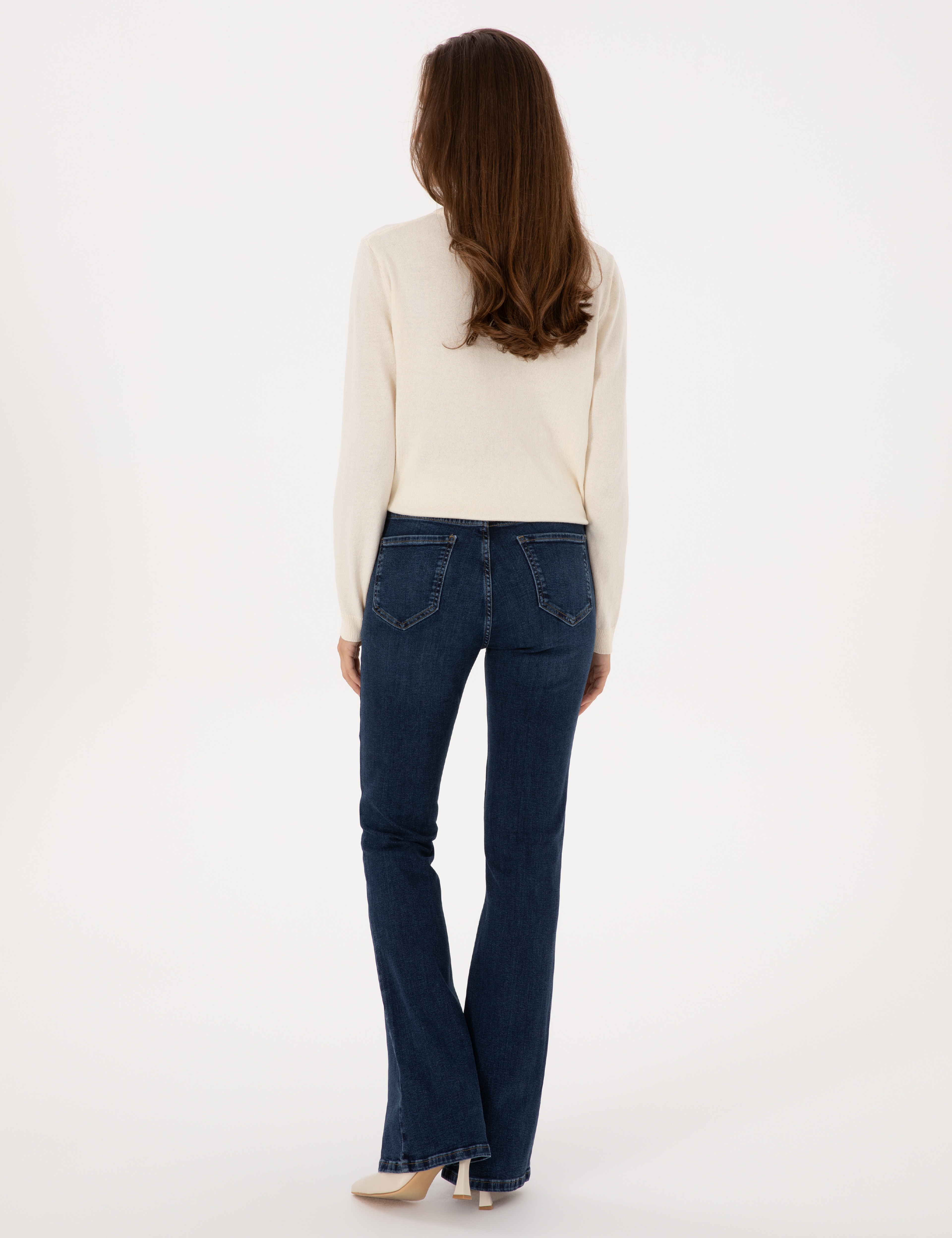 Lacivert Skinny Flare Jean Pantolon