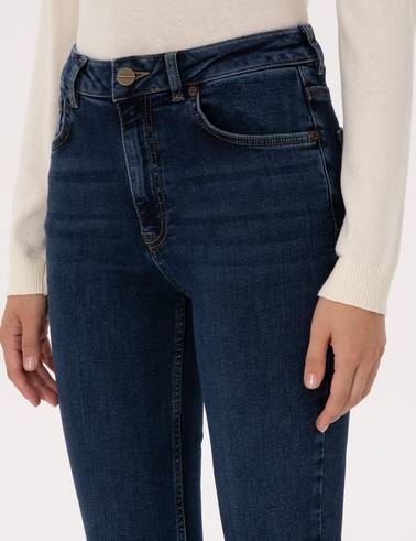 Lacivert Skinny Flare Jean Pantolon