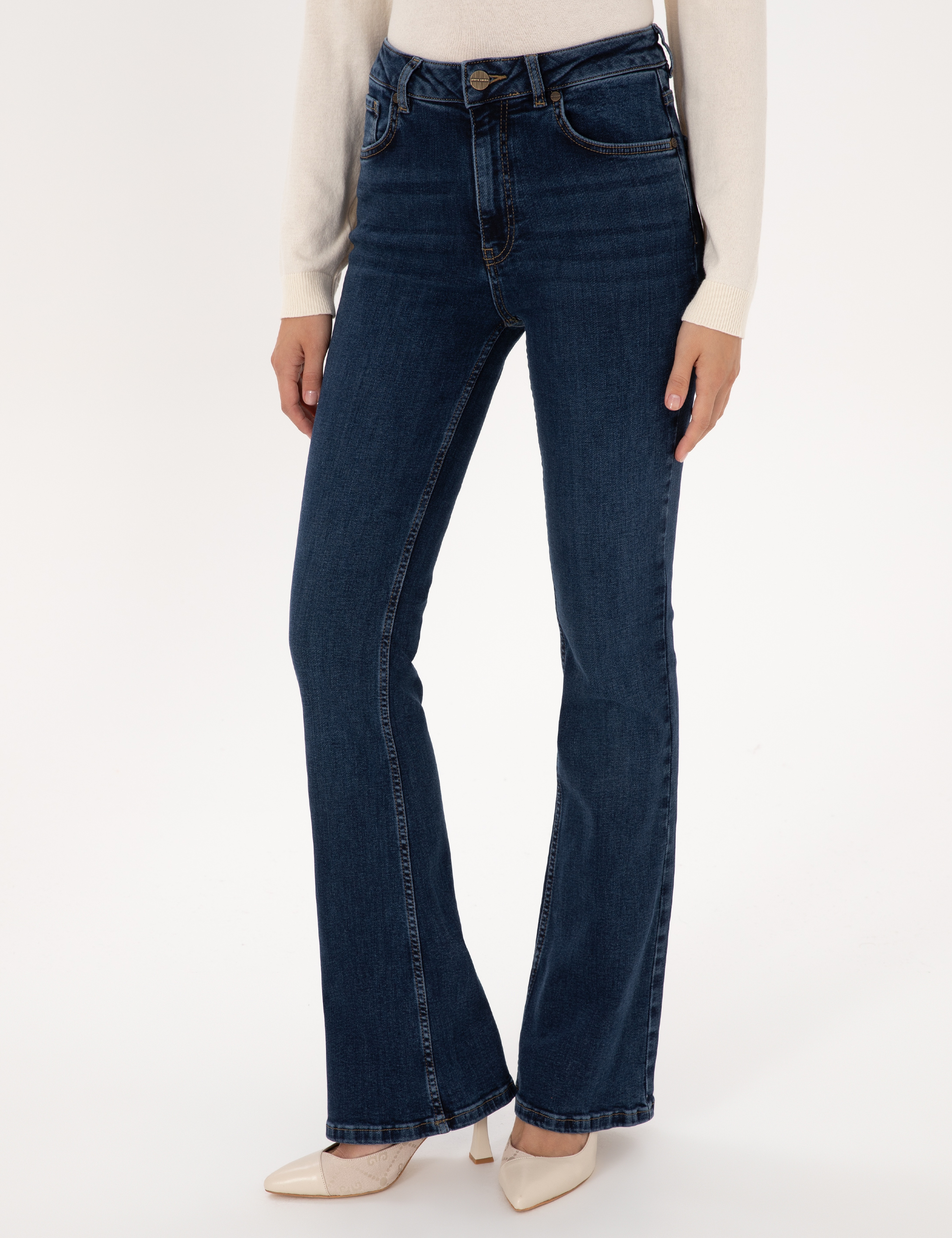 Lacivert Skinny Flare Jean Pantolon - Image 2