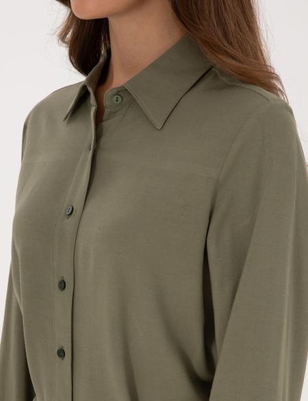 Haki Comfort Fit Dokuma Elbise - 50318233015