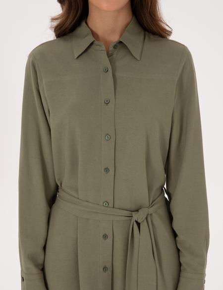 Haki Comfort Fit Dokuma Elbise - 50318233015