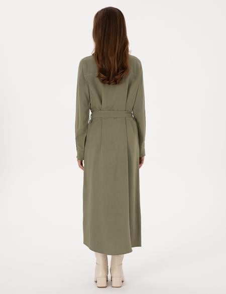 Haki Comfort Fit Dokuma Elbise - 50318233015