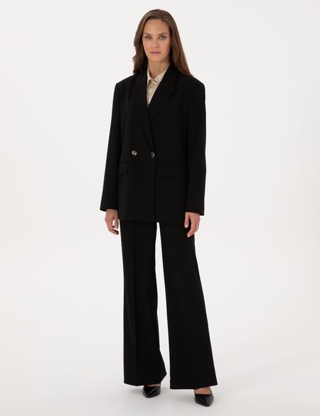 Siyah Comfort Fit Kruvaze Ceket - 50319433002