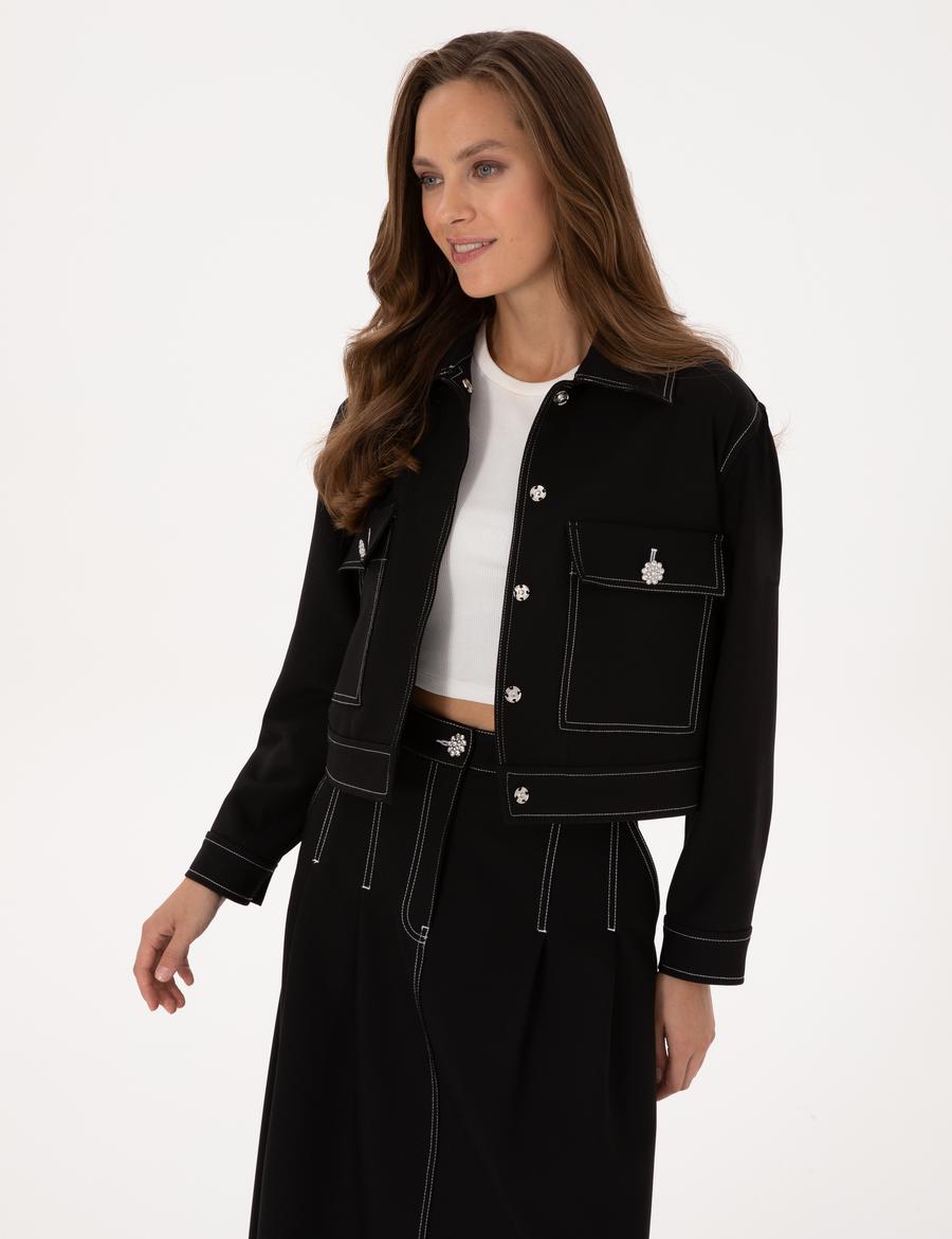 Siyah Crop Top Ceket